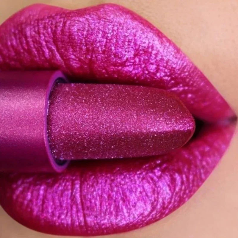 Waterproof Glitter Lipsticks Punk Style Nude Matte Not Fading Pearlescent Sexy Red Pink Velvet Lipsticks Lips Makeup Cosmetic