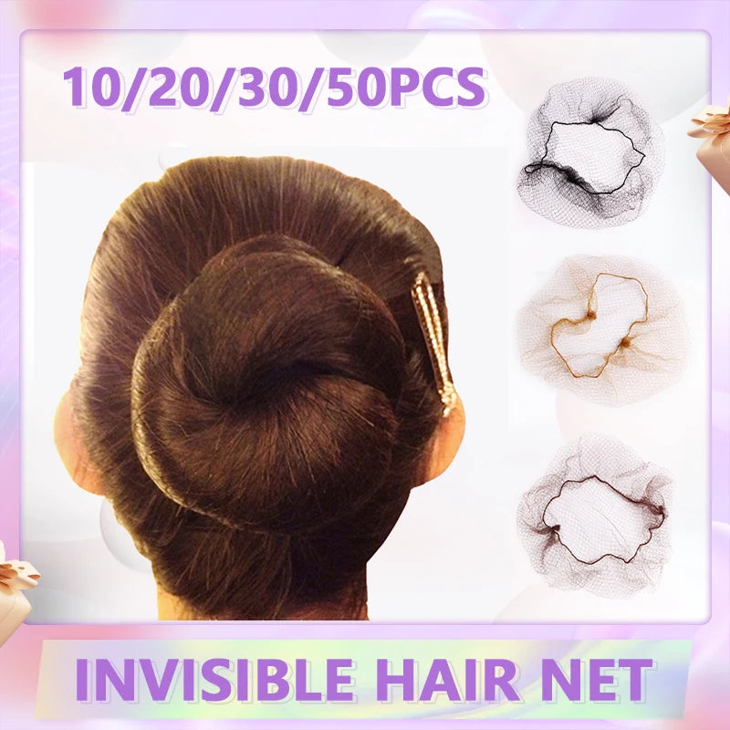 10/20/30/50Pcs/Lot 5mm Nylon Soft Hair Nets Invisible Elastic Lines Hair Net Dancing Hairnet for Bun Hair Styling Tools Hot