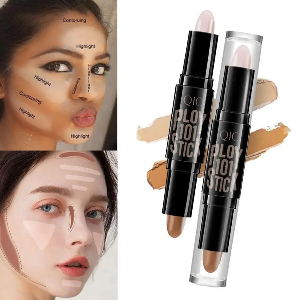 Double-head V Face Stick Highlighter Trimming Stick Shadow Pen High Gloss Stick Long-lasting Makeup Bronzer Concealer Contouring