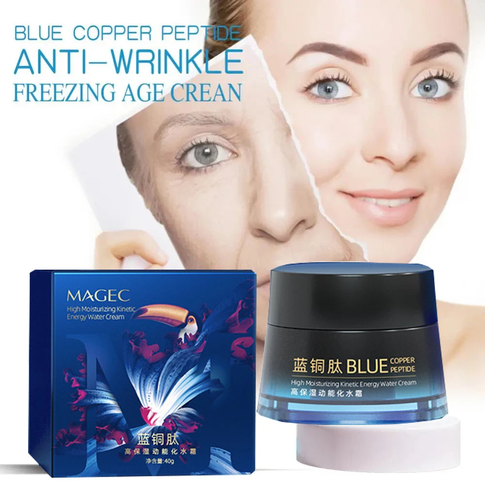 Blue Copper Peptide Anti-Wrinkle Freezing Age Cream Natural Hydrating Makeup Base Cosmetics for Daily Women Pore Base Face Cream