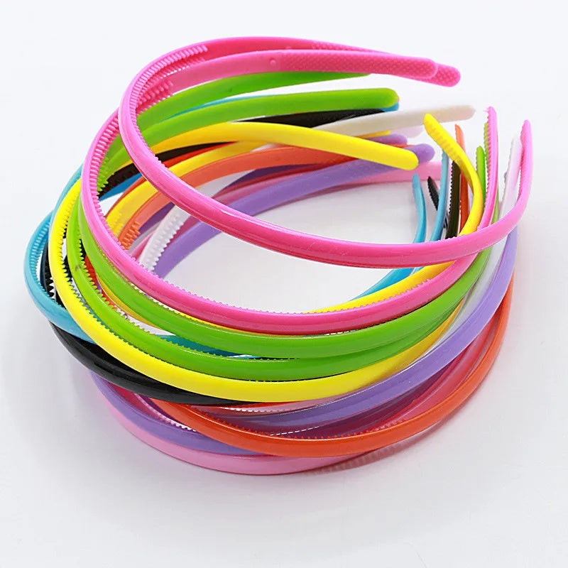 10Pcs/Set Women Hairband 8mm Headband Kids Hairband Candy Solid Rim Plastic Bold Hairbands Gifts Children Girls Hair Accessories