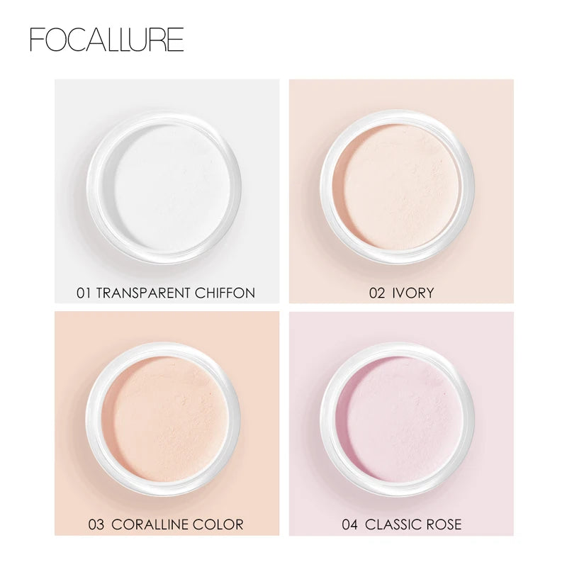 FOCALLURE Matte Loose Powder 4 Colors Invisible Pores Face Setting Powder Smooth Waterproof Oil-control Makeup Powder Cosmetics