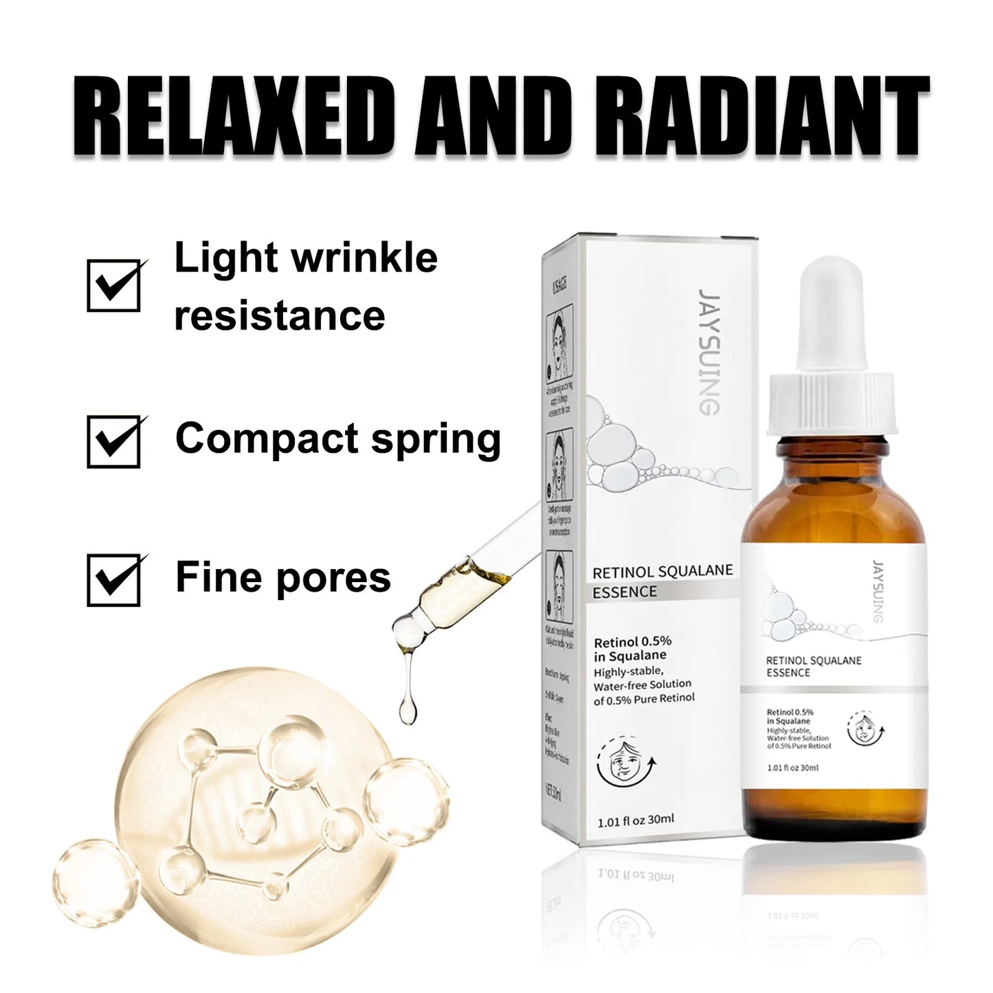 Pure Retinol Wrinkle Remover Face Serum Fade Fine Lines Anti-aging Essence Deep Moisturizing Whitening Firming Repair Skin Care