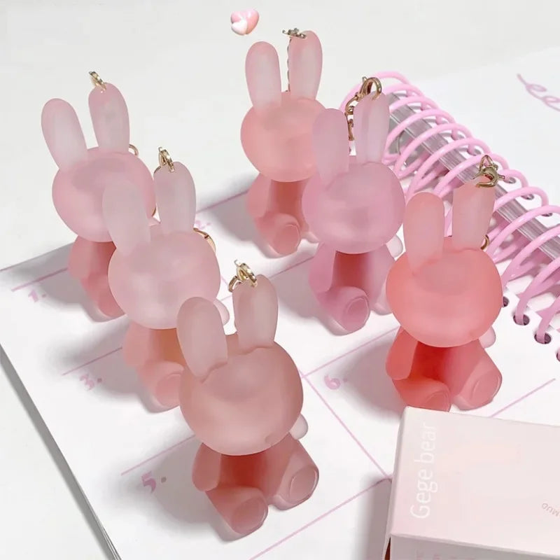 Cute Rabbit Matte Velvet Lip Glaze Summer Lovely Bunny Keychain Lip Mud Matte Texture Lipstick Pink Red Lip Gloss Tint Cosmetic