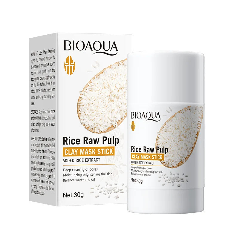 BIOAQUA White Rice Face Mask Stick Mud Facial Masks Moisturizing Blackhead Removal Firming Clay Mask Face Skin Care Products