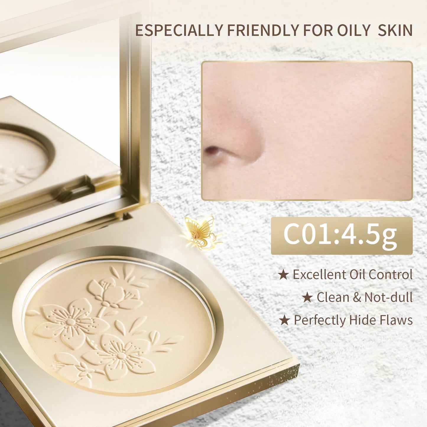 CATKIN MAKEUP PRESSED SETTING POWDER, LIGHTWEIGHT MATTE FACE POWDER, OIL ABSORBING POWDER CREATES SOFT FOCUS EFFECT