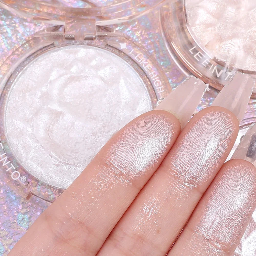 Monochrome Glitter Highlighter Makeup Palette Waterproof Pearlescent White Pink Silver Brightening High Gloss Facial Illuminator