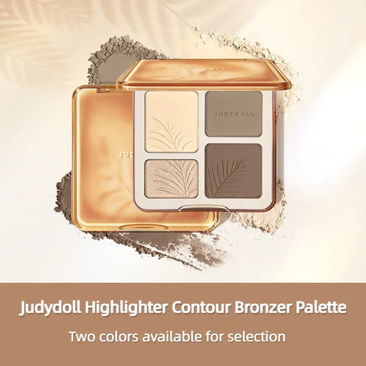 Judydoll Highlighter Contour Bronzer Palette Nude Makeup Natural Facial 3D Nose Shadow Long-Lasting Waterproof Cosmetics Makeup