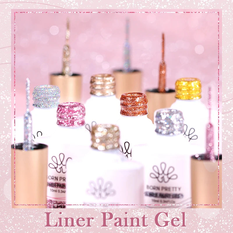 BORN PRETTY Gold Liner Paintin gel nails polish 10ml for Design Stripe Line French Nails Super bright Drawing Graffiti Paint Gel