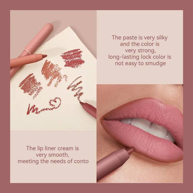 Waterproof Lip Liner Pencil Sexy Red Matte Contour Tint Lip Liner Long Lasting Non-stick Cup Nude Lipstick Lips Makeup Cosmetic