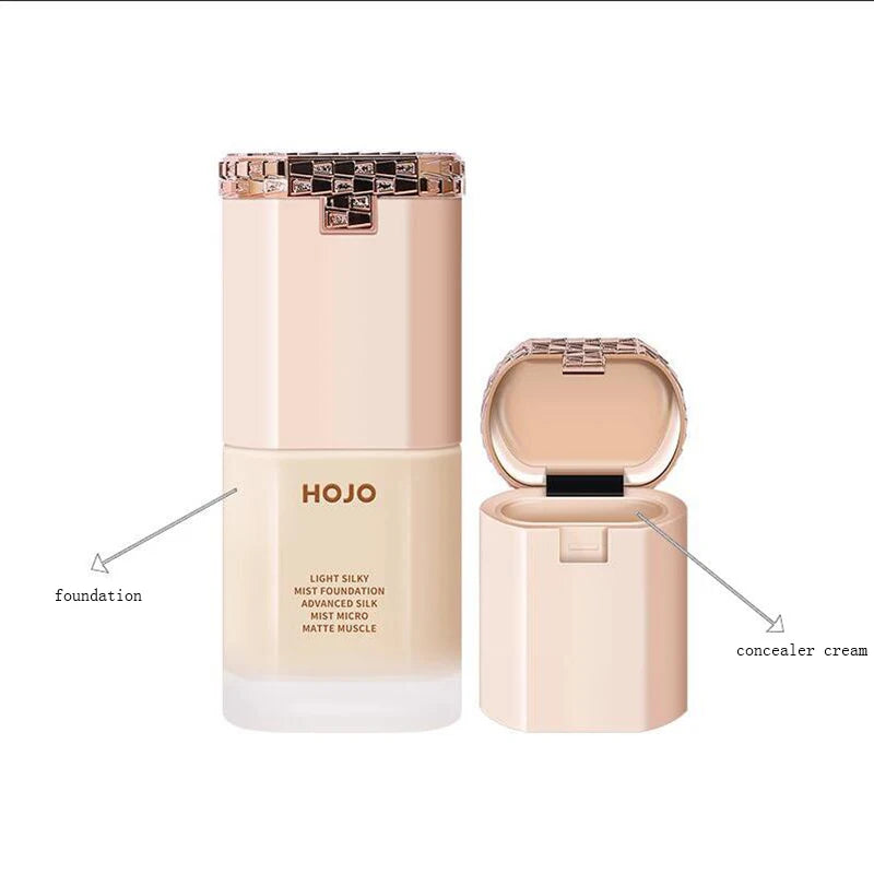 HOJO 2 in 1 Base Face Liquid mist Foundation Cream Full Coverage Concealer Oil-control Soft Makeup Foundation