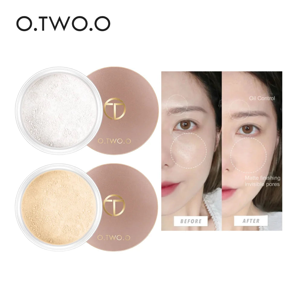 O.TWO.O Loose Powder Matte Face Powder Long Lasting Invisible Pores Base Makeup Setting Powder Waterproof Make up