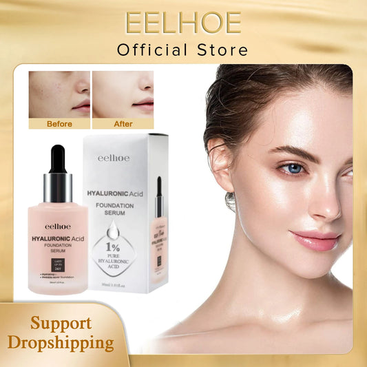 EELHOE Hyaluronic Acid Foundation Serums Oil-Control Full Coverage Concealer Hydrating Waterproof Long Lasting Foundation Cream