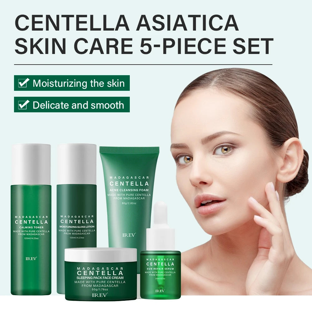 Centella Skin Care Set Facial Cleanser Sakura Essence Cream Face Serum Moisturizing Korean Skincare Kit