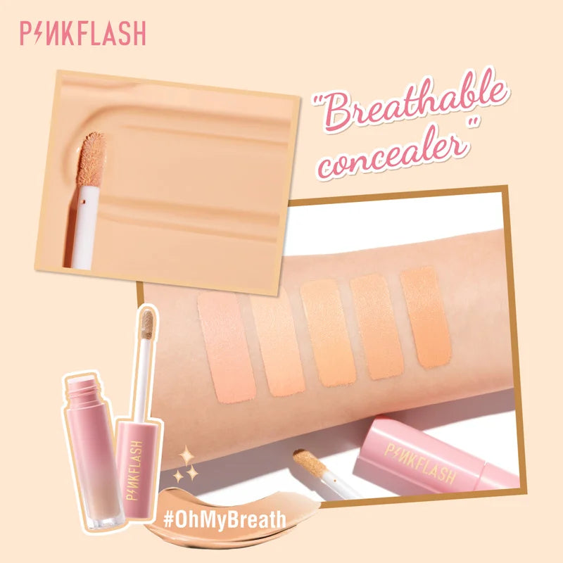 PINKFLASH Matte Breathable Liquid Concealer Waterproof Oil Control Lightweight High Coverage Face Foundation Makeup Cosmetics