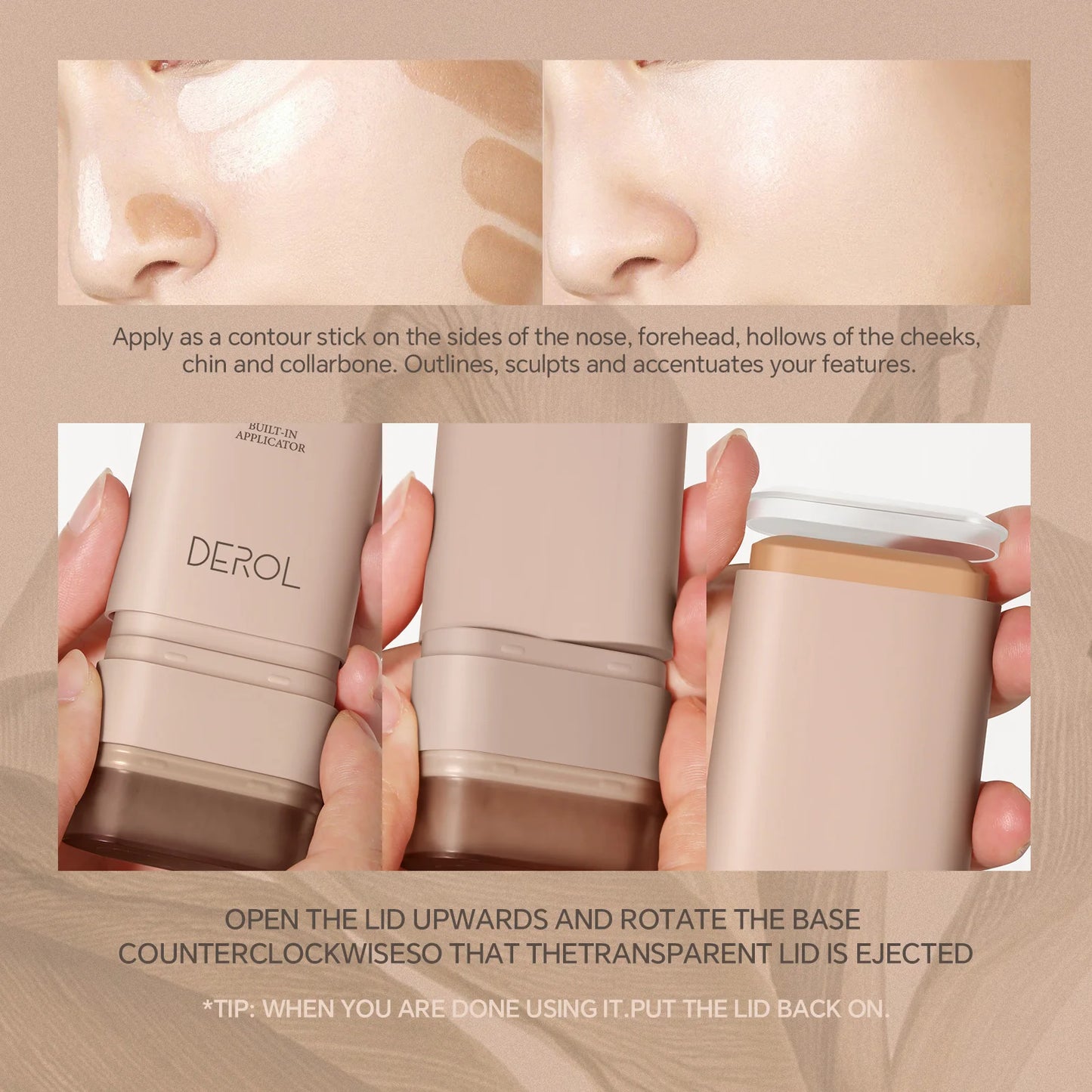 DEROL  Foundation Stick 5Colors Hydrating Sheer Concealer Foundation  Light Silky Texture