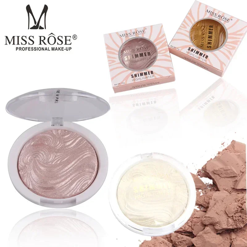 Miss Rose Makeup Baked Marble Pearl White Silver Gold High Glighter Highlighting