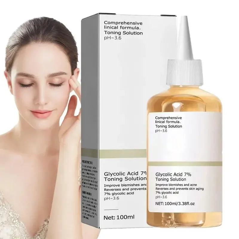 Hot 7% Glycolic Acid Toning Solution Lifting Firming Wrinkles Dispelling Acne Lighten Pore Glow Facial Skin Care Acid Toner 2024