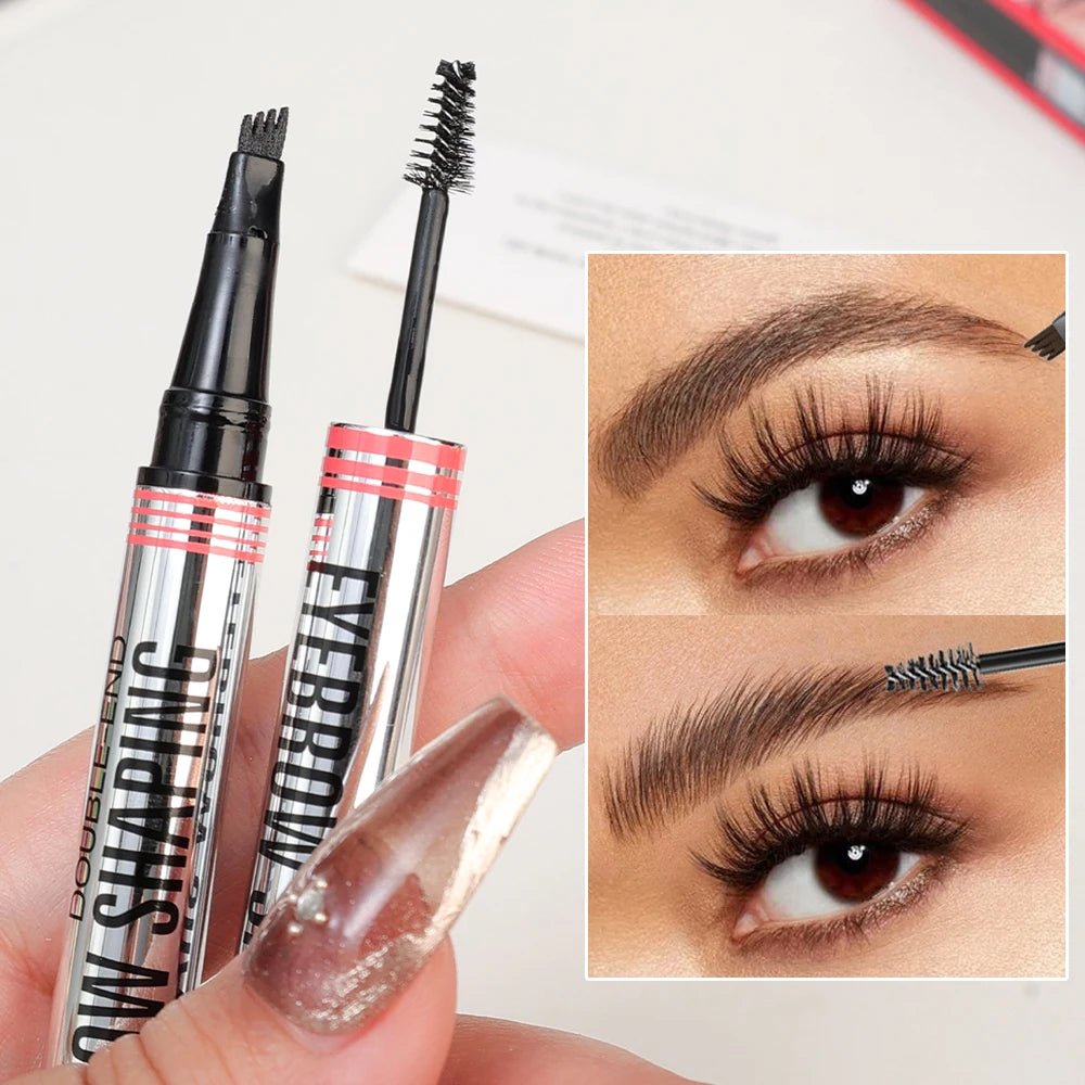 4 Point Eyebrow Pencil Double-headed Eyebrows Transparent Styling Gel Waterproof Lasting Black Brown Brow Pomade Makeup Cosmetic