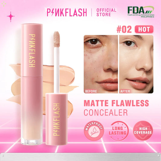 PINKFLASH Matte Breathable Liquid Concealer Waterproof Oil Control Lightweight High Coverage Face Foundation Makeup Cosmetics