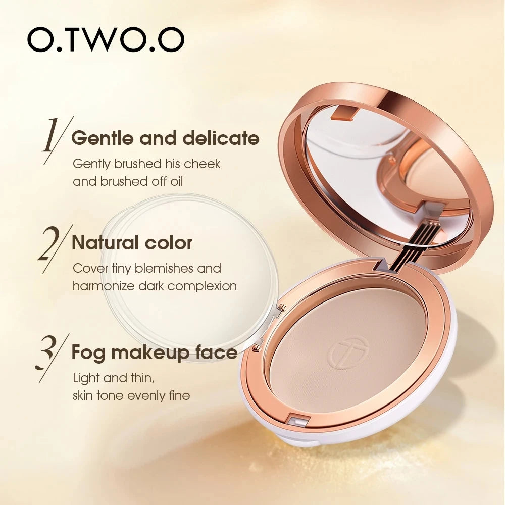 O.TWO.O Oil-Control Face Pressed Powder Silk Smooth Makeup Setting Powder Waterproof Concealer Long Lasting Soft Face Powder