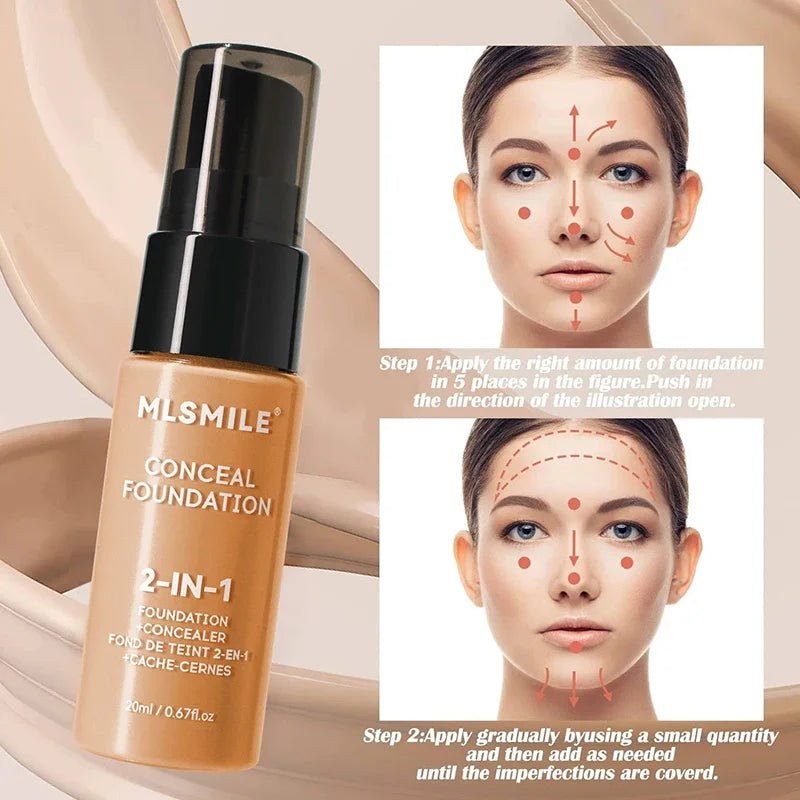 Foundation Cream Oil-Control Matte BBCream Waterproof Lasting Concealer Liquid Full Coverage Matte Base