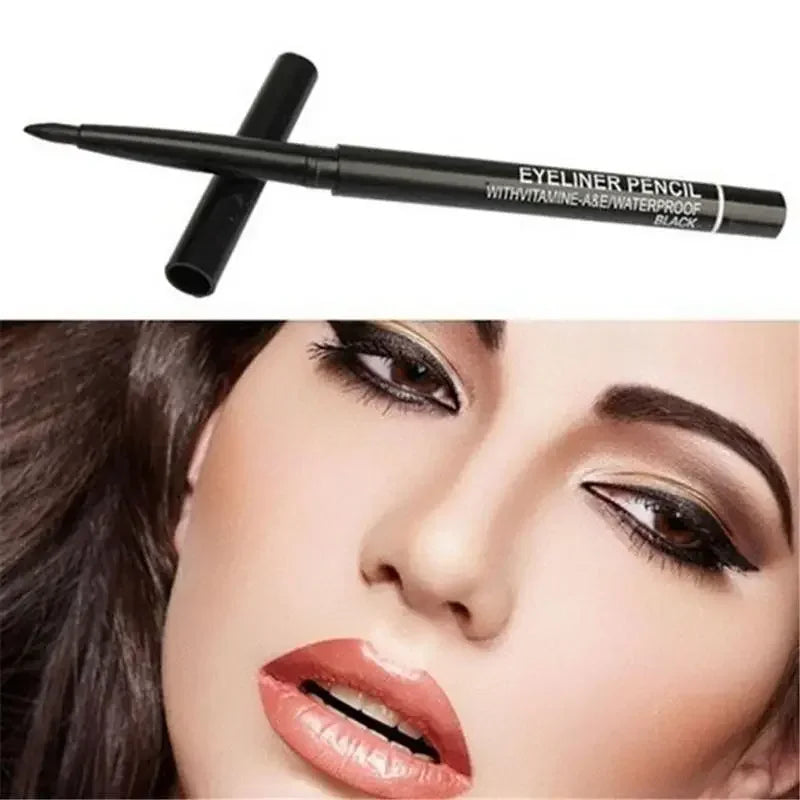 3pcs Late-model Women's Makeup Rotary Retractable Eyeliner Pencil Waterproof Eye Liner Pen Black And Brown Eyebrow Pencil