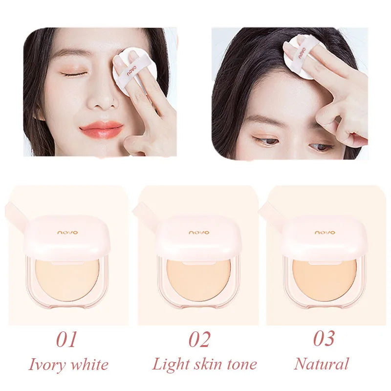 Novo Setting Powder Silky Matte Coverage Oil-controlling Waterproof Longlasting Non-flaking Wet Dry Foundation Cosmetics Makeups