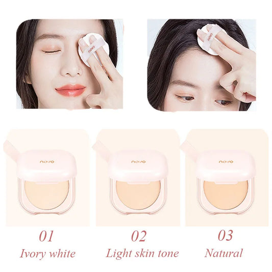 Novo Setting Powder Silky Matte Coverage Oil-controlling Waterproof Longlasting Non-flaking Wet Dry Foundation Cosmetics Makeups