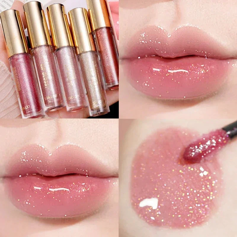 Waterproof Mirror Pearl Lip Gloss Lasting Moisturizing Non-Stick Cup Sexy Red Glitter Plumping Liquid Lipsticks Makeup Cosmetics