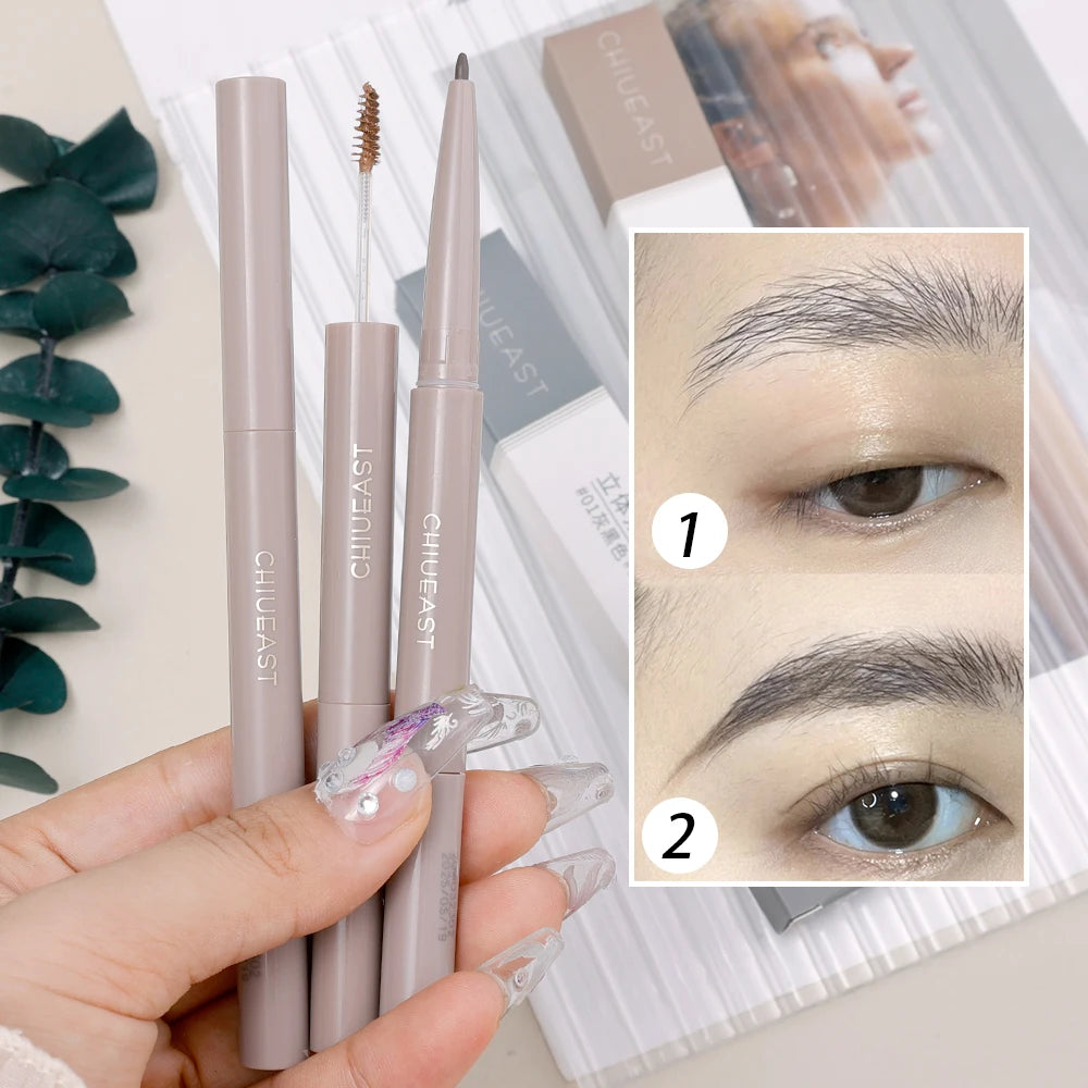 Double Ended Ultra Fine Eyebrow Pencil Waterproof Long Lasting No Blooming Eyebrow Styling Soap Brows Gel Eyes Makeup Cosmetics