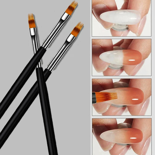 1Pc Professional Soft Gradient Nail Brush Silver Black Drawing Painting Nylon Hair Ombre Brush DIY Gradient UV Gel Nail Brush