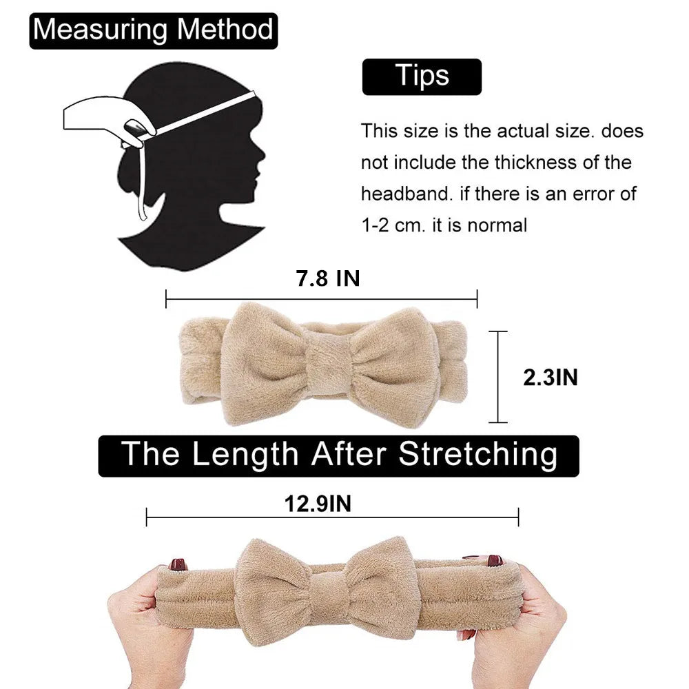 Spa Headband Bow HairBand Women Facial Makeup Head Bands Soft Coral Fleece Headwraps For Shower Washing Face Hair Accessories