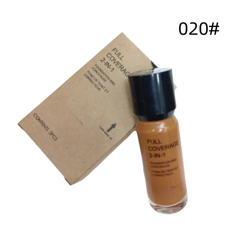 2-in-1 Foundation and Concealer Deep Flesh Color Liquid Foundation Glass Moisturizing and Nourishing Face Primer Base Makeup