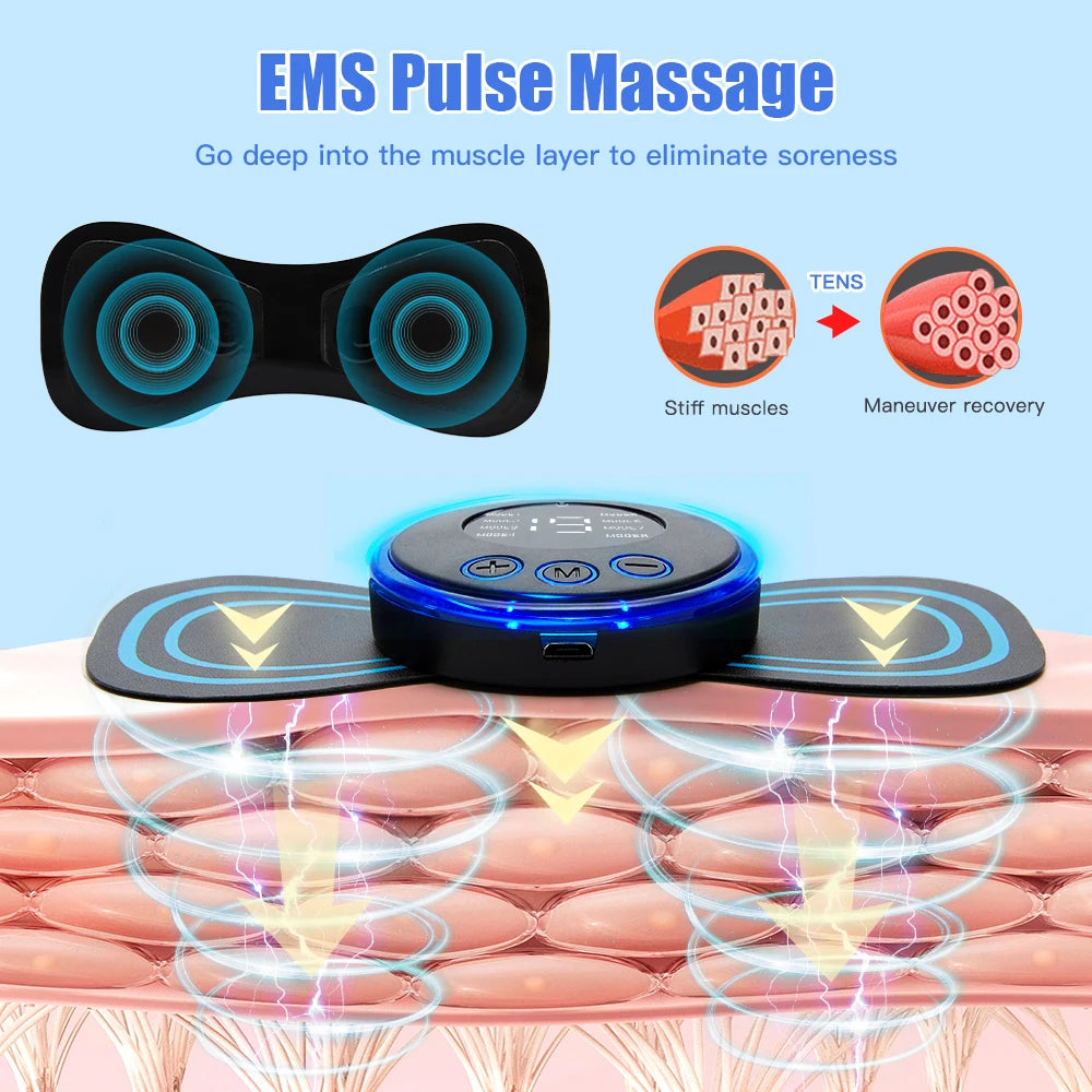 Electric Neck Massager Portable Ems Muscle Stimulator Shoulder and Back Massage Pain Relief Body Massager Relieve Fatigue