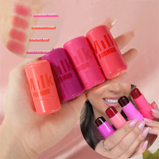 Jelly 4-color Lip Gloss Durable Nature 3-in-1 Milk Blush Stick Multifunctional Matte Blush Korean Transparent Lip&cheek Makeup