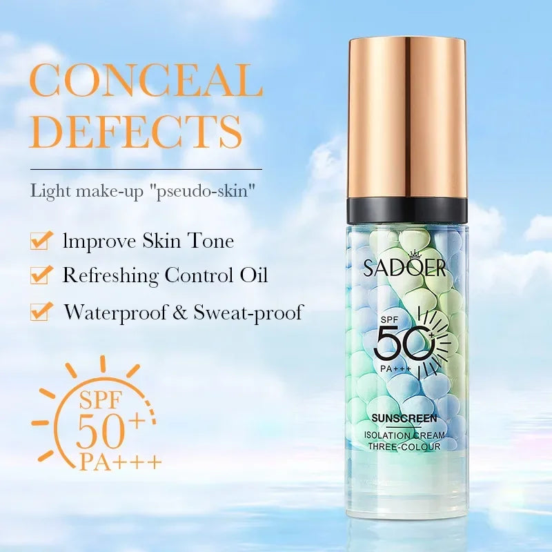 Sunscreen Isolation Cream Face Primer Makeup Moisturizing Cream Invisible Pores Facial Brighten Correcting Cosmetics