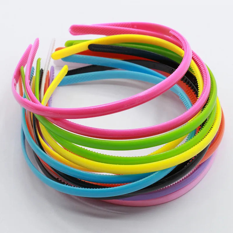 10Pcs/Set Women Hairband 8mm Headband Kids Hairband Candy Solid Rim Plastic Bold Hairbands Gifts Children Girls Hair Accessories