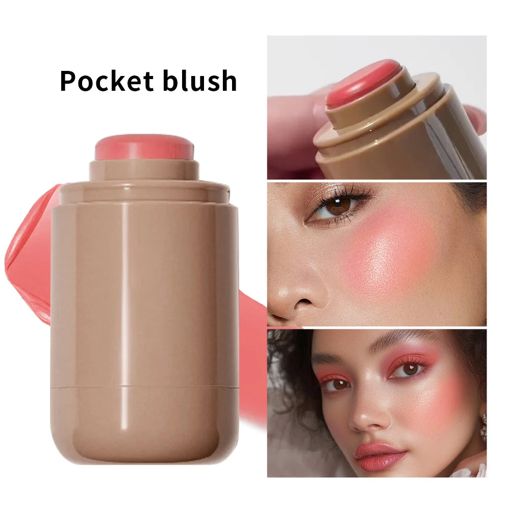 Blush Stick Lasting Brightens Facial Cheek Stick 3-in-1 Moisturizing Flash Lip Gloss Makeup Lip Gloss Face Rouge rhode