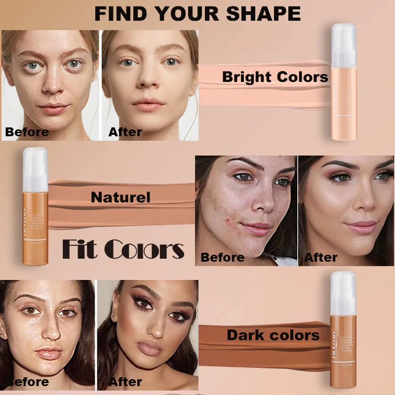 Waterproof Matte Face Liquid Foundation Full Coverage Whitening Face Concealer Makeup Base Cream Cosmetics for Women