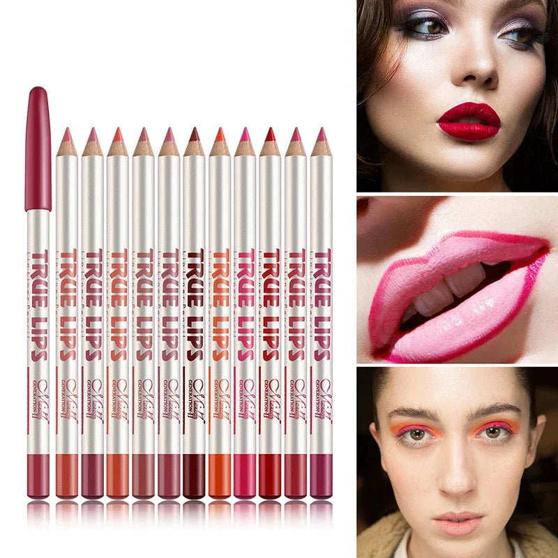 6/12Pcs/set Cosmetic Professional Wood Lipliner Waterproof Lady Charming Lip Liner Soft Pencil Contour Makeup Lipstick Tool