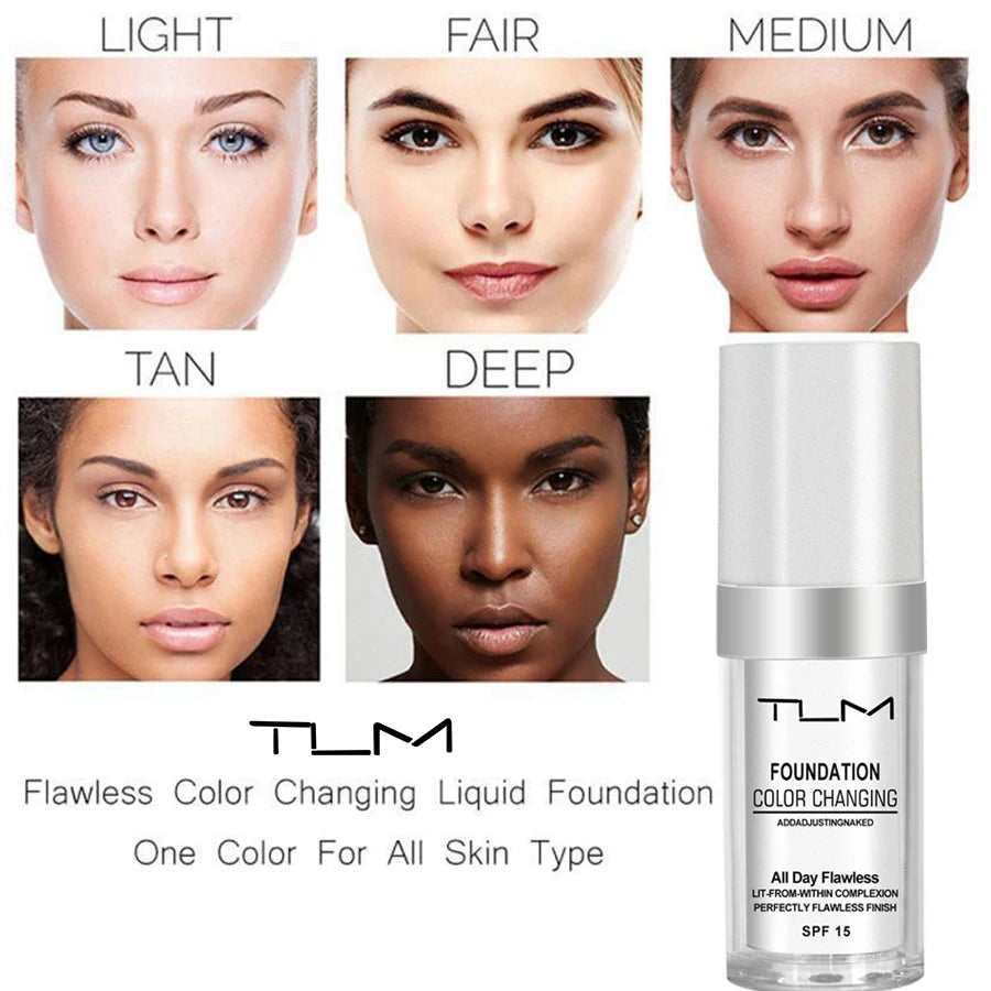 Color Changing Foundation Oil-Control Face Cover Concealer Makeup TLM Liquid Hydrating Long Lasting Tone Foundation TUM