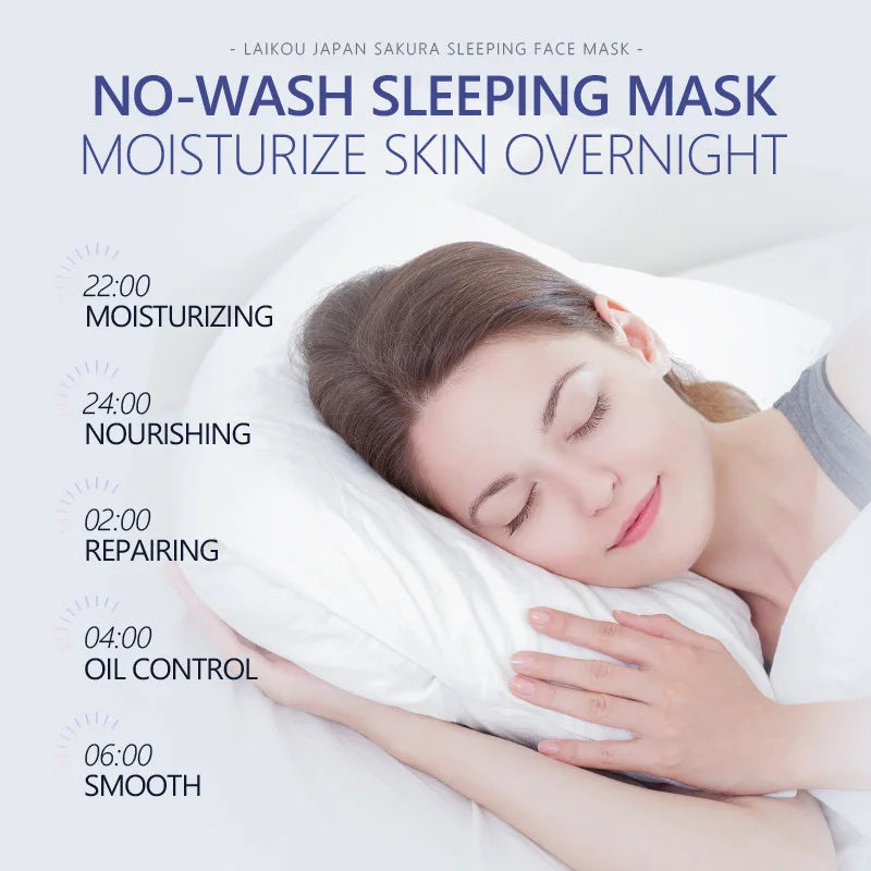 Japan Sakura Sleeping Face Mask Moisturizing Nourishing Good Night Facial Mask No Washing Hydrating Skin Care Products