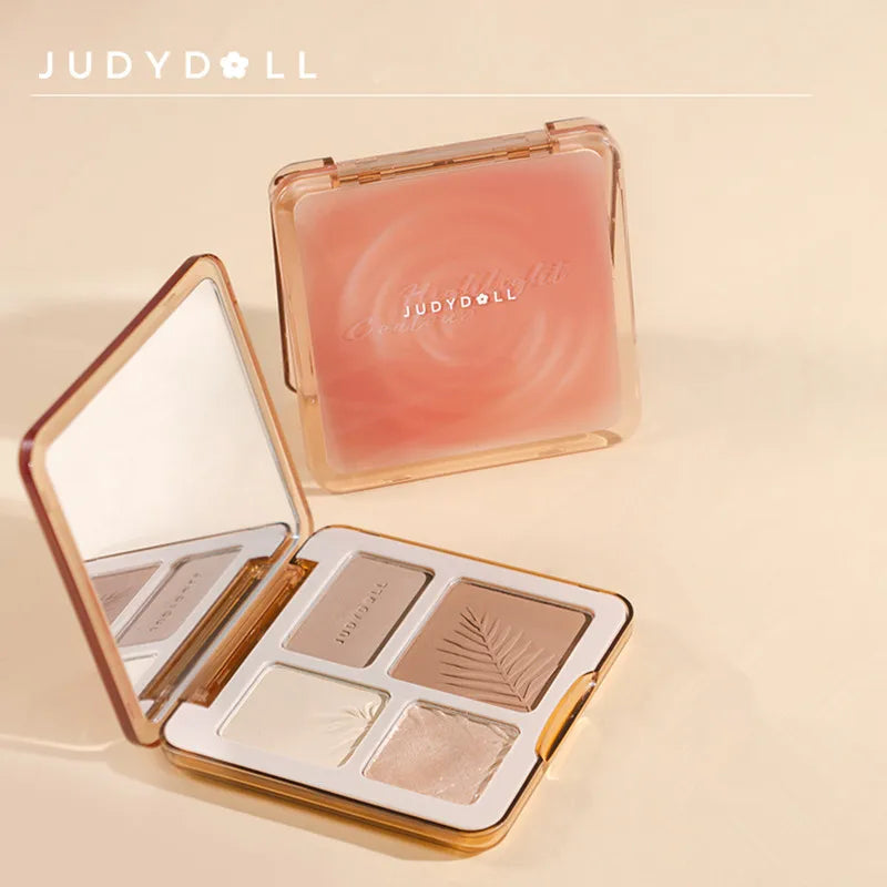 Judydoll Facial Highlighter Makeup Palette Face Matte Shadow Lasting Glow Brighten Contour Shimmer  Powder 3D Nose Cosmetics