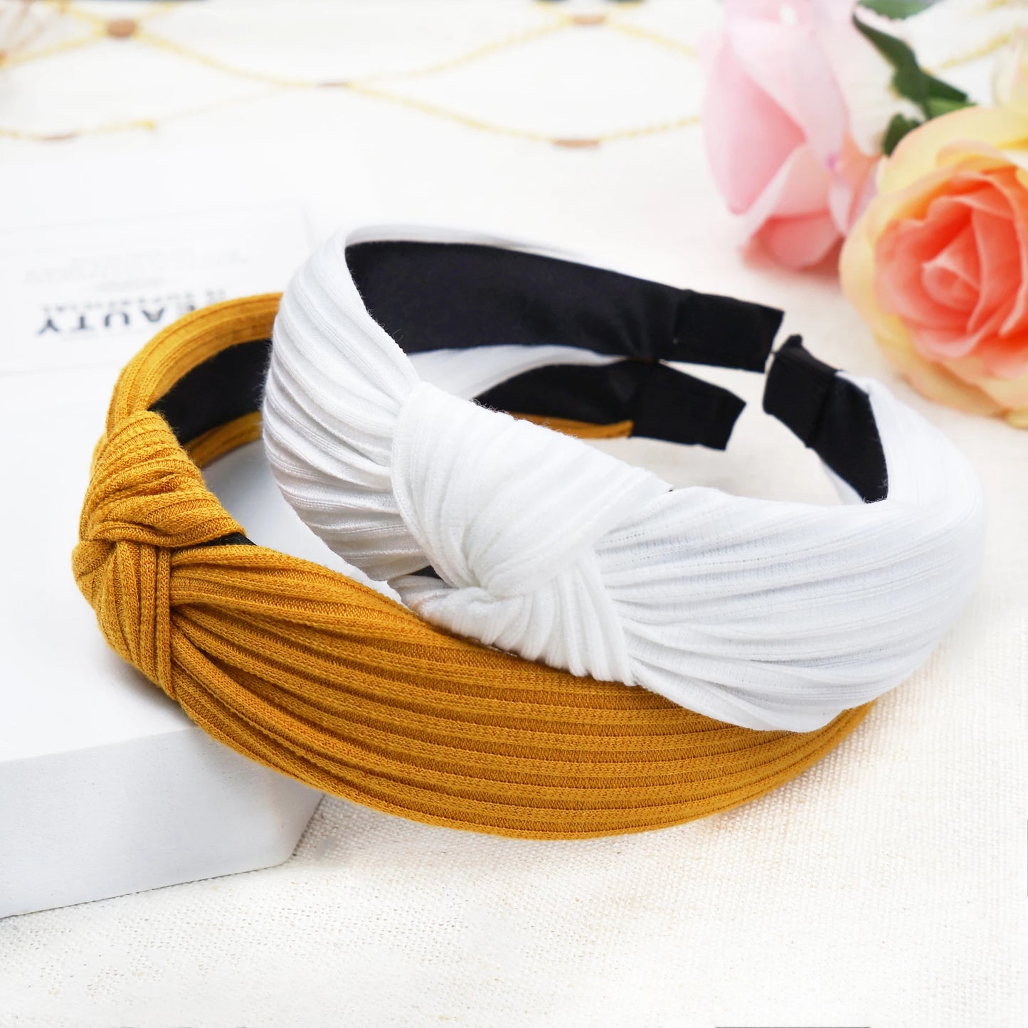 1Pcs Wide Knotted Headbands for Women Top Knot Headband Floral Cross Knot Hair Band Fashion Hair Accessories for Girls Women