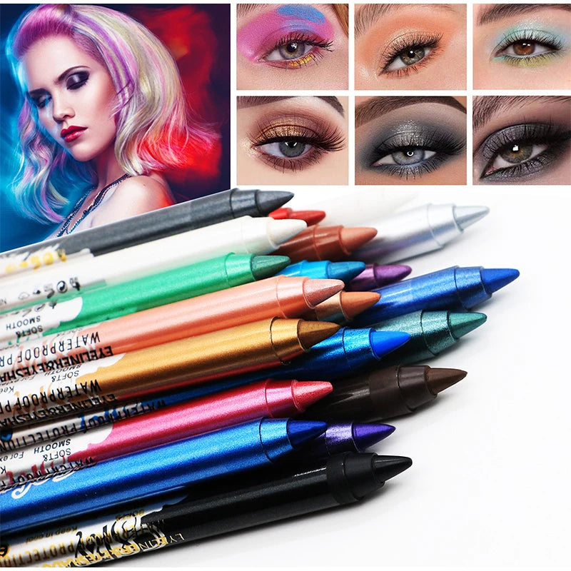 Quick-dry Eyeliner Pencil Colorful Long-lasting Eye Liner Pen Waterproof No Blooming Blue Pink Cosmetics Tools 14 Colors