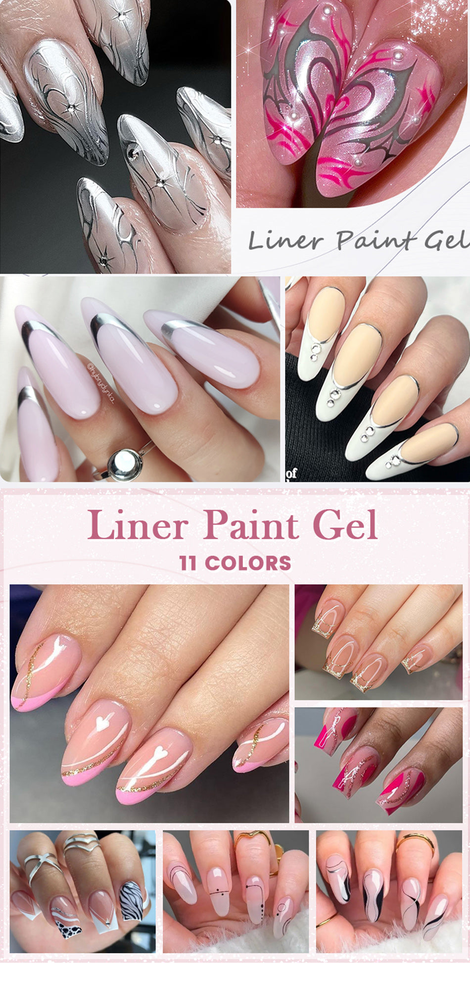 BORN PRETTY Gold Liner Paintin gel nails polish 10ml for Design Stripe Line French Nails Super bright Drawing Graffiti Paint Gel