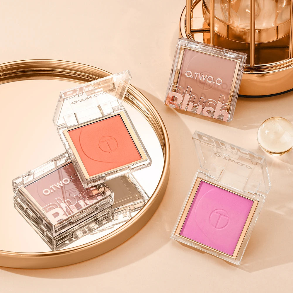 O.TWO.O Coral Pink Makeup Blush Mineral Soft Blush Powder Natural Cheek Contour Palette Shadow Matte Rouge Powder Blusher