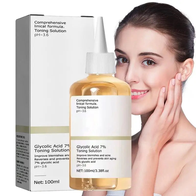 Glycolic Acid 7% Toning Solution Facial Care Toner Exfoliator Smoothing Skin Anti Aging Face Toner Solution AcneTreatment Serum