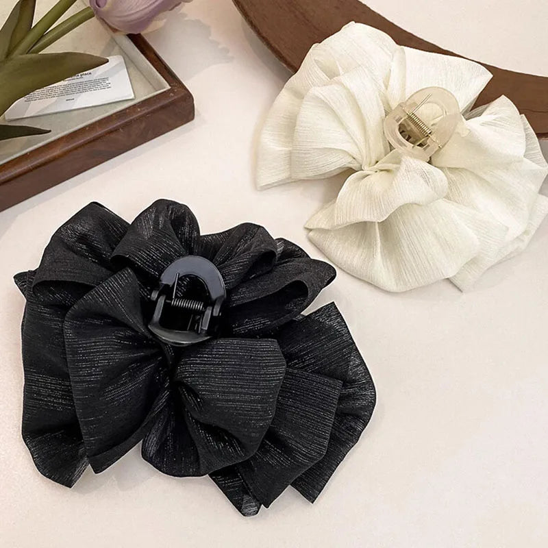 Women Elegant Three Layers Large Chiffon Bow Hair Claw Sweet Hair Decorate Headband Hair Claw Clip Fashion Hair Accessories